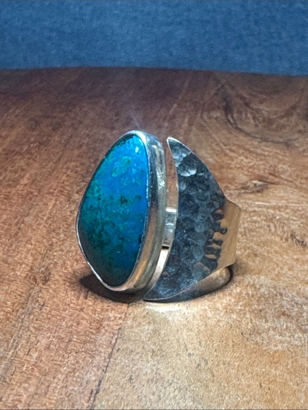 Handcrafted Turquoise Statement Ring 950 silver 10.75